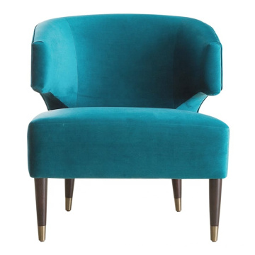 Green Velvet Wrapped Around Arm Chair with Capped Legs